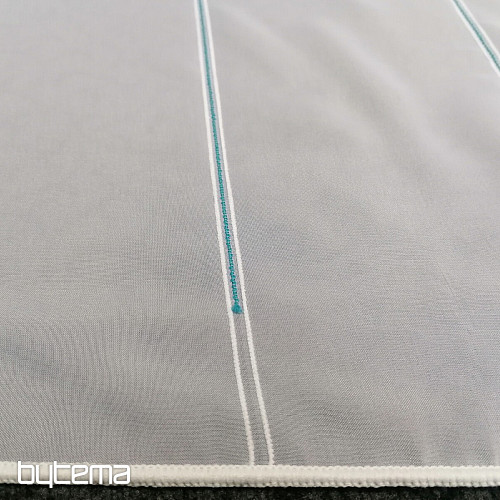 Firana woalowa w paski - turkusowa