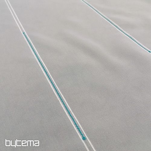 Firana woalowa w paski - turkusowa