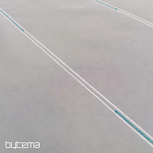 Firana woalowa w paski - turkusowa