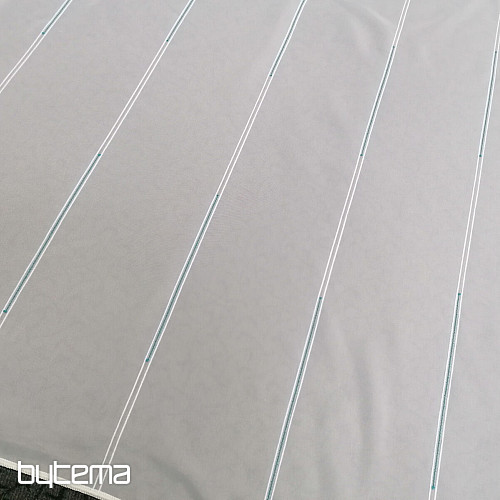 Firana woalowa w paski - turkusowa