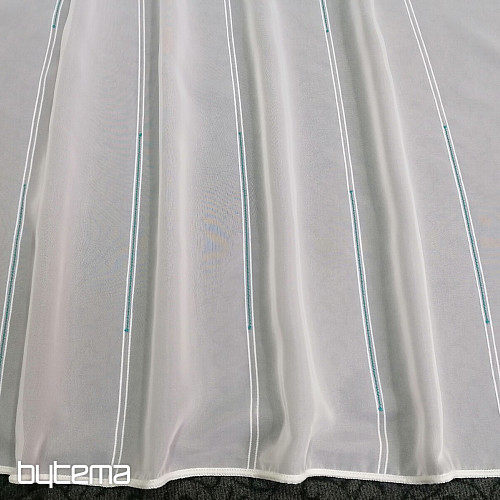 Firana woalowa w paski - turkusowa