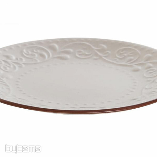 Talerz deserowy BEŻOWY RELIEF 21x2,5cm beżowy
