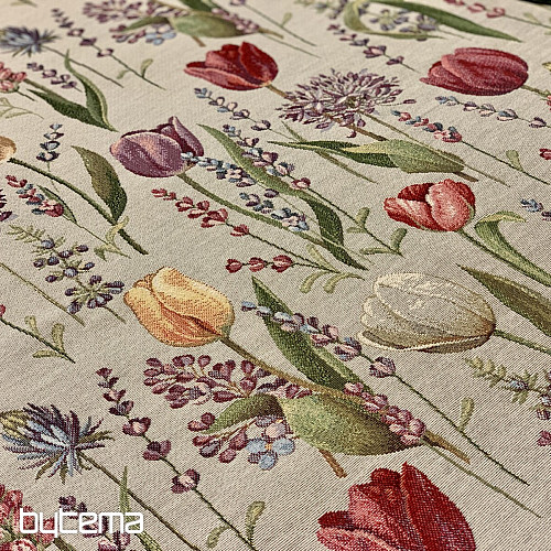 Obrus gobelinowy, szalik Wiosenne tulipany