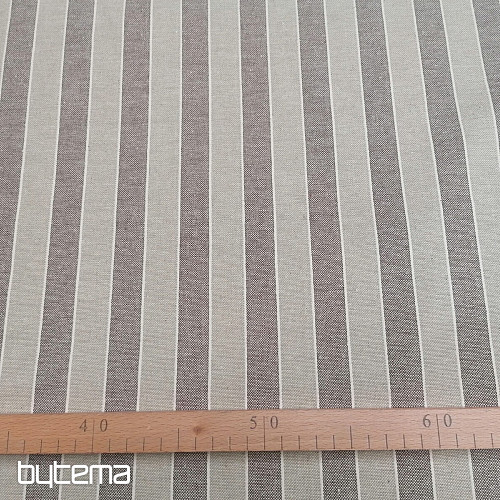 Tkanina dekoracyjna Trebol paski - brązowe 2 cm 55