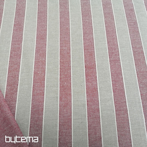 Tkanina dekoracyjna Trebol paski - bordowa 2 cm 65