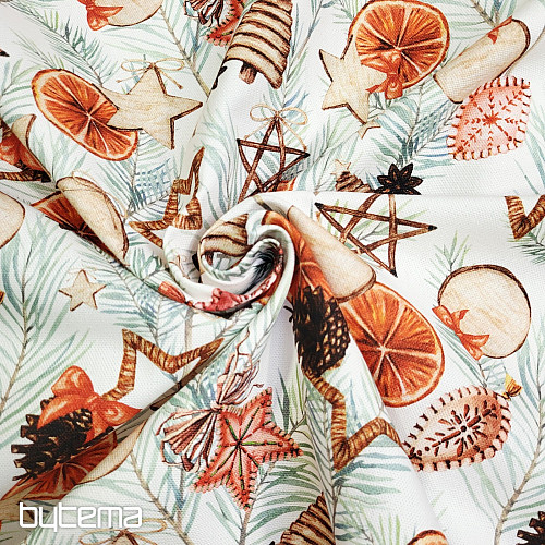 Świąteczna tkanina dekoracyjna Suszone pomarańcze