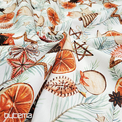 Świąteczna tkanina dekoracyjna Suszone pomarańcze