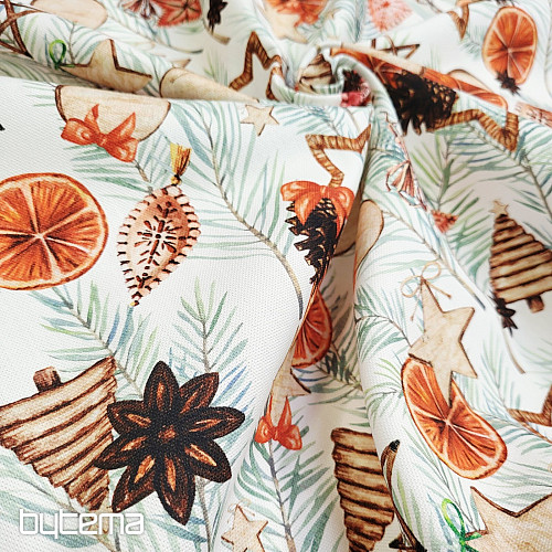 Świąteczna tkanina dekoracyjna Suszone pomarańcze