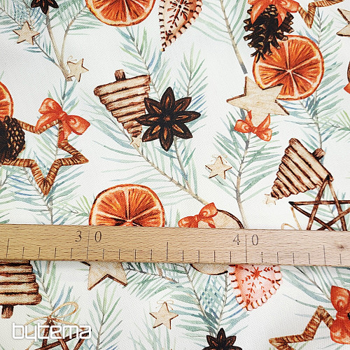 Świąteczna tkanina dekoracyjna Suszone pomarańcze