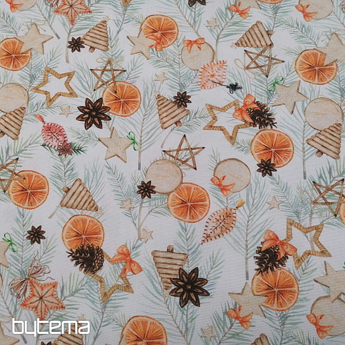 Świąteczna tkanina dekoracyjna Suszone pomarańcze