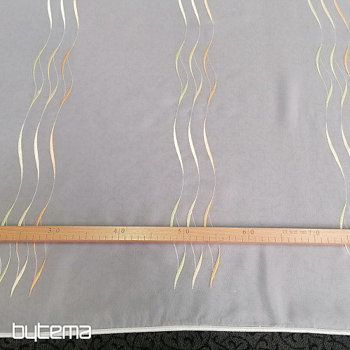 Gotowa zasłona Gerster Stripes pomarańczowo-zielona 310x175 cm