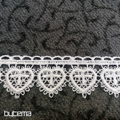 Koronka 5191/01 - 3 cm białe serce