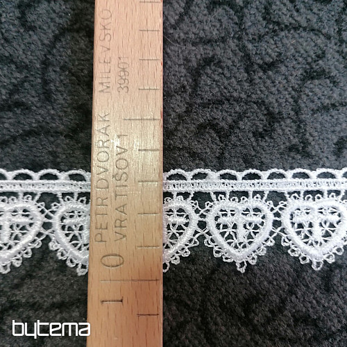 Koronka 5191/01 - 3 cm białe serce