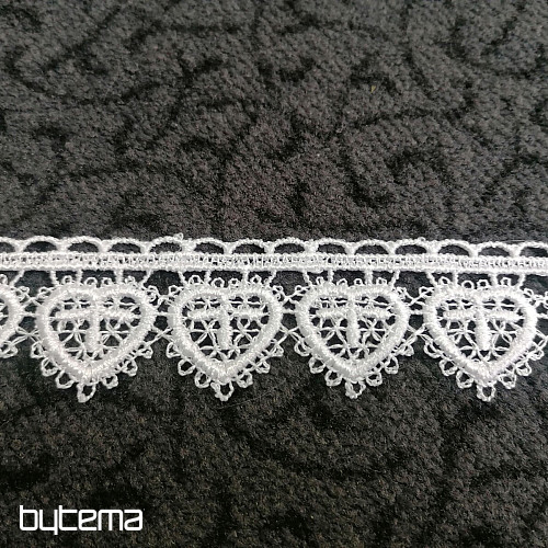 Koronka 5191/01 - 3 cm białe serce