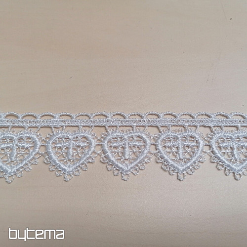 Koronka 5191/01 - 3 cm białe serce