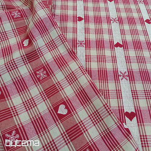 Świąteczna tkanina dekoracyjna DUSTIN serca