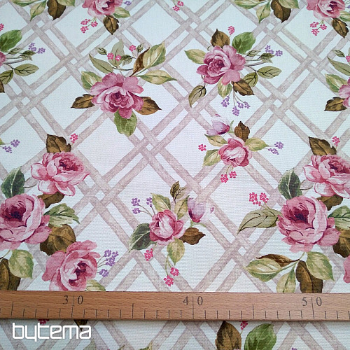 Tkanina dekoracyjna CASTLE ROSE GRID