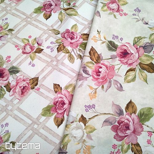 Tkanina dekoracyjna CASTLE ROSE GRID
