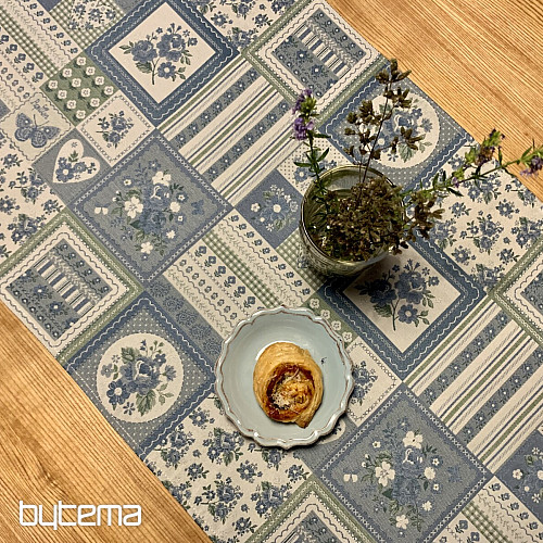 Obrus i szal TOSCANA VALERY PATCHWORK niebieski