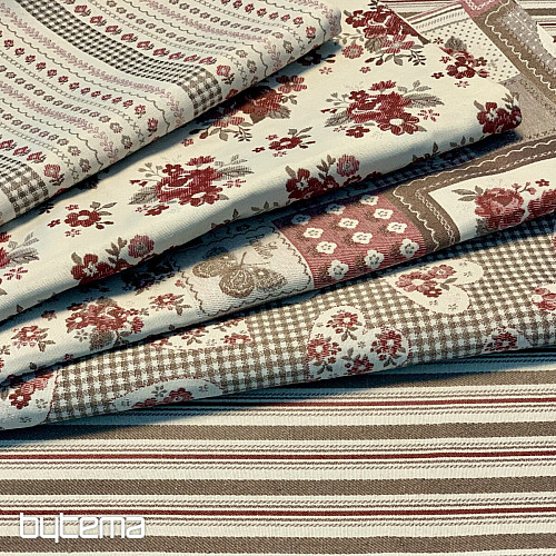 Obrus i szalik TOSCANA VALERY MULTI STRIPE bordowy