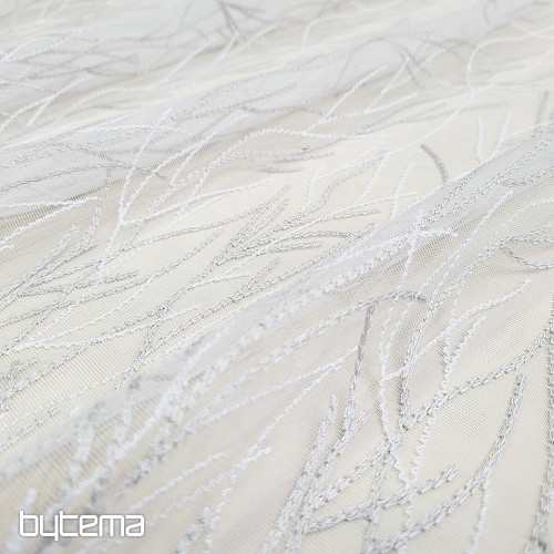 Luksusowa haftowana firana GERSTER 11804/0840 beżowo-biała