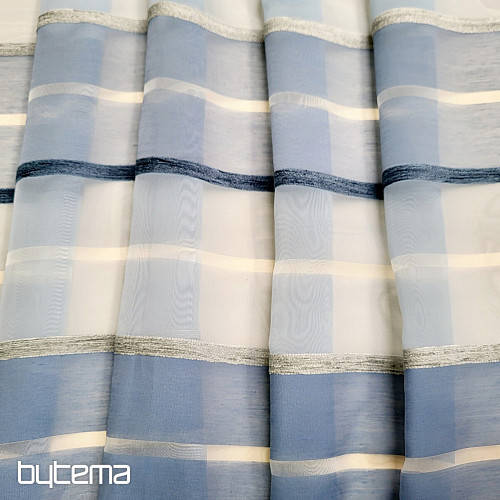Firana woalowa NIEBIESKO-BIAŁE PASKI