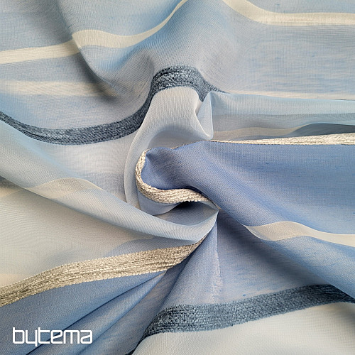 Firana woalowa NIEBIESKO-BIAŁE PASKI