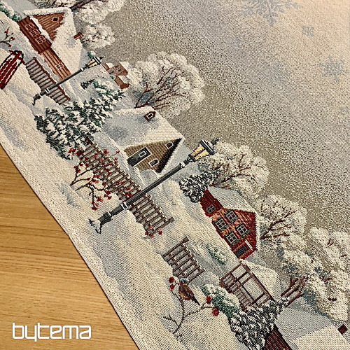 Gobelinowy obrus, szal i nakrycie stołu ZIMOWA IDYLKA