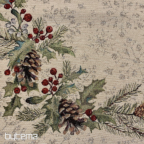 Gobelinowy obrus, szal i nakrycie stołu SOSNA i MISTLETTE