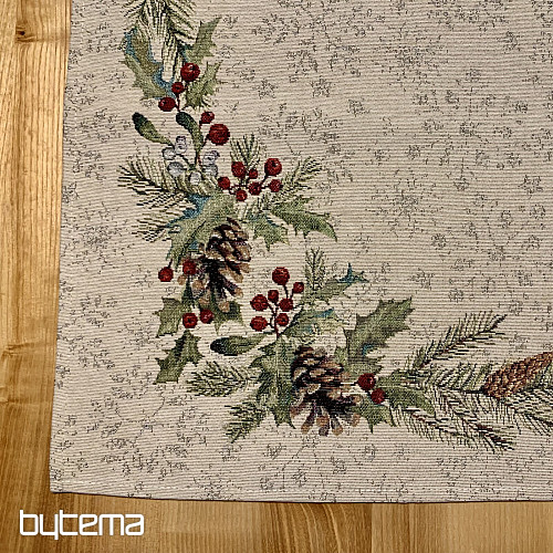Gobelinowy obrus, szal i nakrycie stołu SOSNA i MISTLETTE