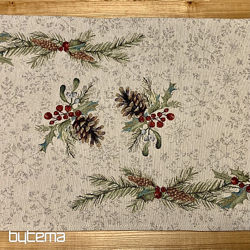 Gobelinowy obrus, szal i nakrycie stołu SOSNA i MISTLETTE