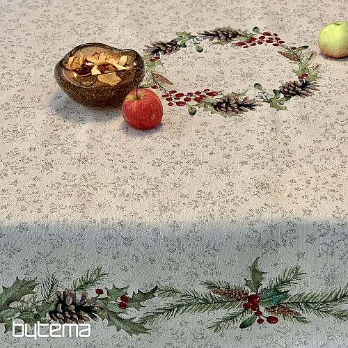 Gobelinowy obrus, szal i nakrycie stołu SOSNA i MISTLETTE