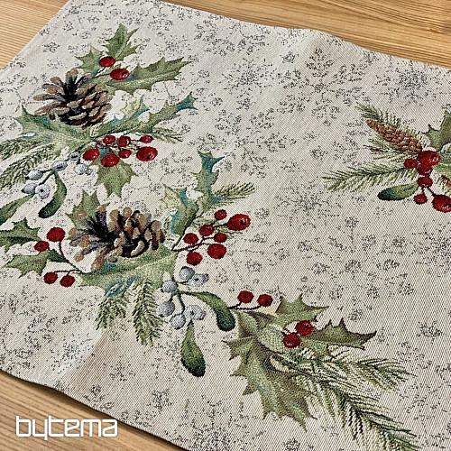 Gobelinowy obrus, szal i nakrycie stołu SOSNA i MISTLETTE