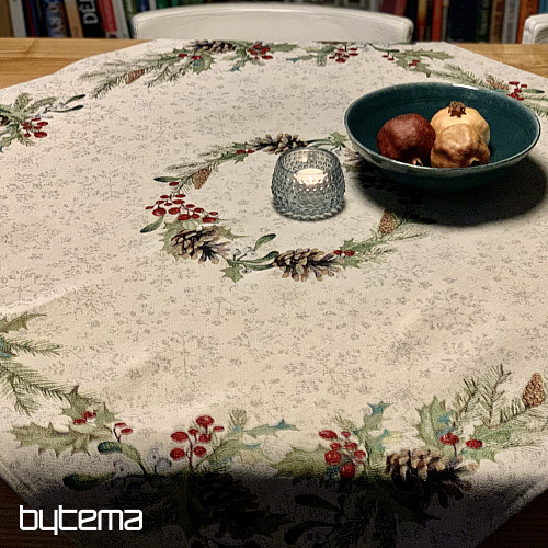 Gobelinowy obrus, szal i nakrycie stołu SOSNA i MISTLETTE
