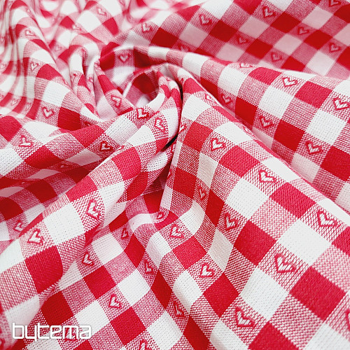 Tkanina dekoracyjna KANAFAS SOFI SERCE czerwona