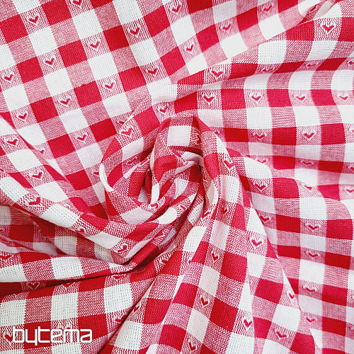 Tkanina dekoracyjna KANAFAS SOFI SERCE czerwona