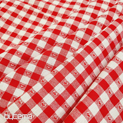 Tkanina dekoracyjna KANAFAS SOFI SERCE czerwona