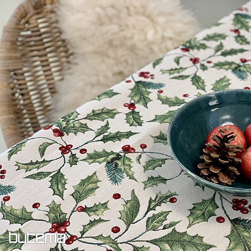 Obrus i szalik gobelinowy CHRISTMAS HOLLY