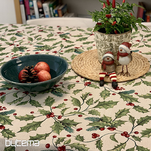 Obrus i szalik gobelinowy CHRISTMAS HOLLY