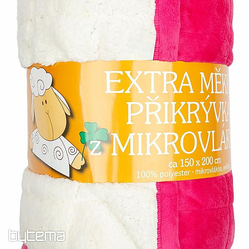 Kocyk z mikrofibry EXTRA SOFT ściegiem owczym RÓŻOWY