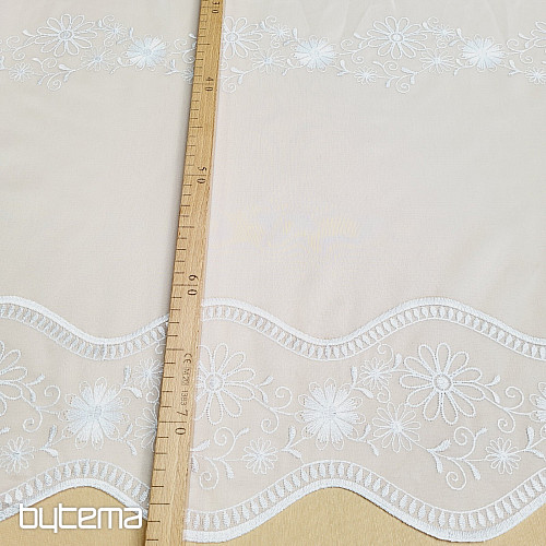Haftowana zasłona V 325 KWIAT biała