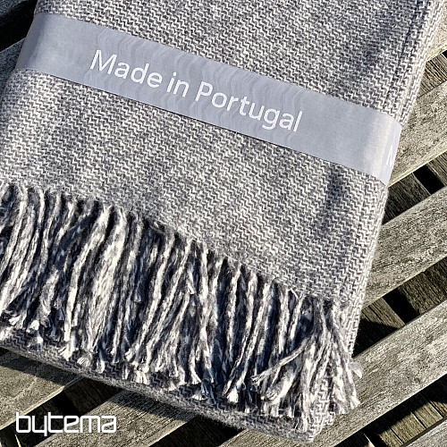 Kocyk SZARY Z FRĘDZLAMI