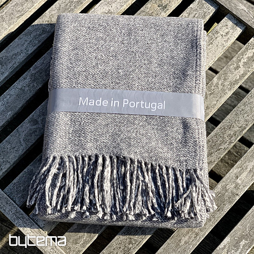 Kocyk SZARY Z FRĘDZLAMI