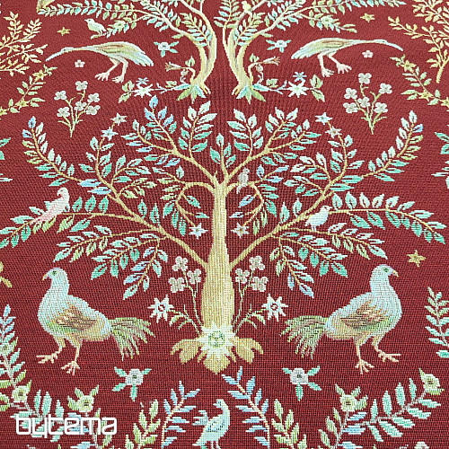 Tkanina gobelinowa WILLIAM MORRIS bordowa
