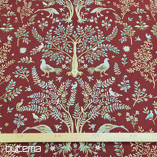 Tkanina gobelinowa WILLIAM MORRIS bordowa