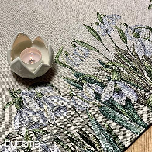 Gobelinowy obrus i szalik MAŁE PŁATKI ŚNIEGU