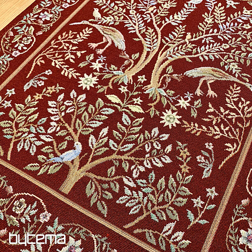 Obrus i szalik gobelinowy WILLIAM MORRIS bordowy