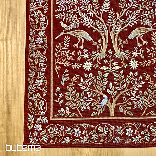 Obrus i szalik gobelinowy WILLIAM MORRIS bordowy