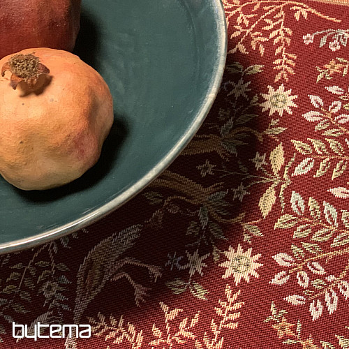 Obrus i szalik gobelinowy WILLIAM MORRIS bordowy
