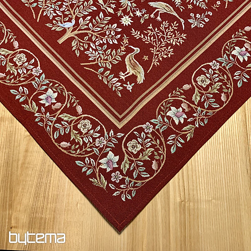 Obrus i szalik gobelinowy WILLIAM MORRIS bordowy